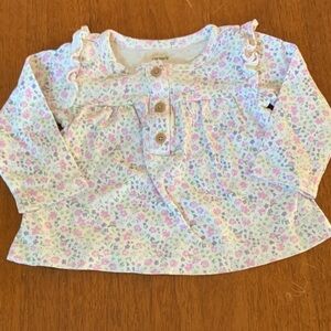 🍓3/$10 Carter's Long Sleeve Floral Top - Pink and White size 6m